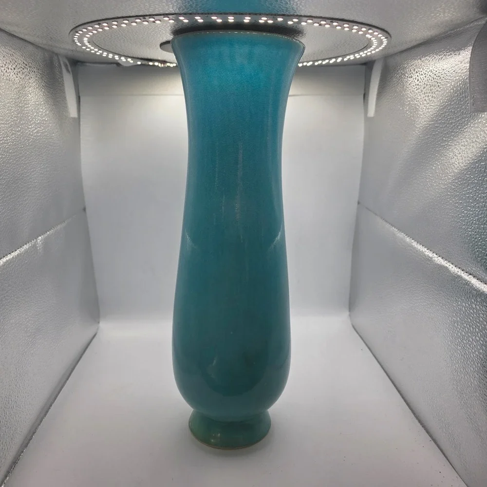 Red Wing Pottery 1311 Tall Turquoise Blue Art Pottery Vase USA MCM